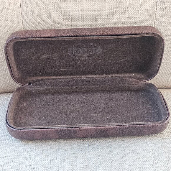 Fossil Eyeglasses Frame Brown Hard Case for Glasses Case only - Picture 7 of 11